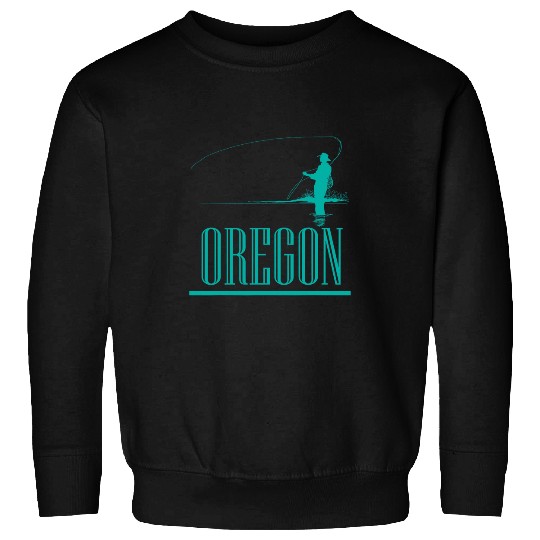 Oregon Fly Fishing Fisherman Graphic Sweatshirts