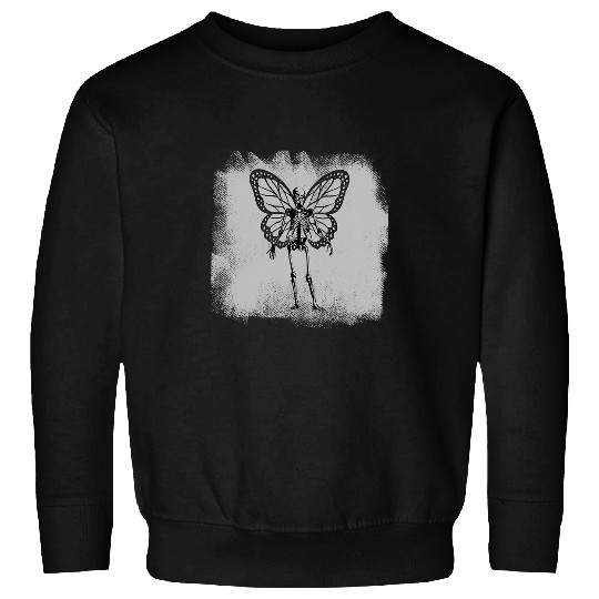 Fairy Grunge Fairycore Skeletons Butterfly Gothic Pose Paint Sweatshirts
