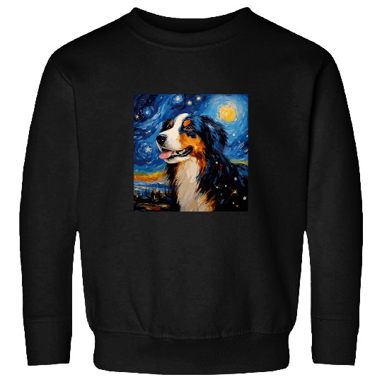 Bernese Mountain Dog Starry Night For Dog Mom Dog Dad 1 Sweatshirts