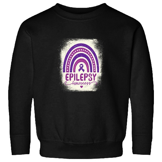 Funny Bleached Rainbow Purple Ribbon Epilepsy Awareness Sweatshirts