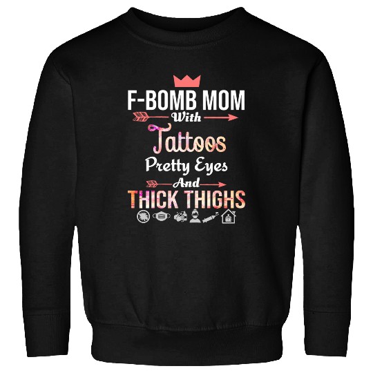 Womens Funny Mothers Day s Tattoo Mom Plus Size Graphic Floral Sweatshirts