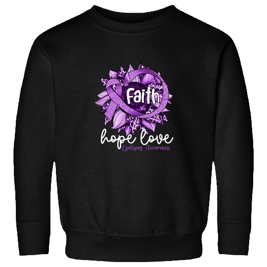 Believe Love Hope Purple Ribbon Brain Epilepsy Awareness Sweatshirts