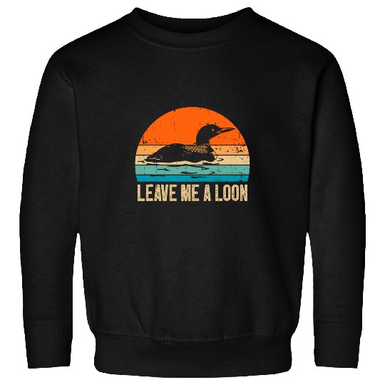 Duck Pet Leave Me A Loon Retro Sunset Duck Bird Watching Birder Sweatshirts