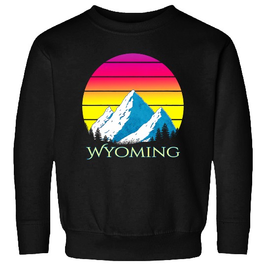 Wyoming Mountains Nature Hiking Retro Sunset 80s Style Sweatshirts