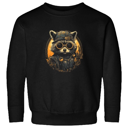 Raccoon Pet Steampunk 19th Century Racoon Scifi Graphic 11 Sweatshirts