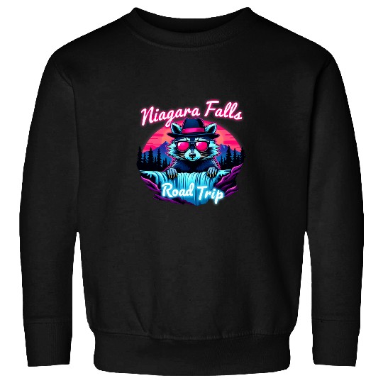 Raccoon Pet Niagara Falls Road Trip Funny Family Matching Raccoon Meme Sweatshirts