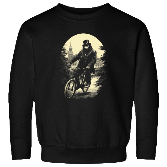 Cycling Gorilla in Victorian London Funny Bicycle TEEMONGOUS Sweatshirts