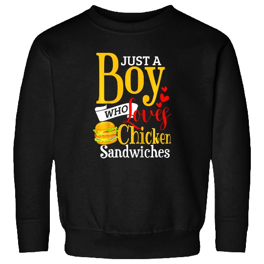 Chicken Lover Kids Chicken Sandwich   Funny Boys Chicken Burger Sweatshirts