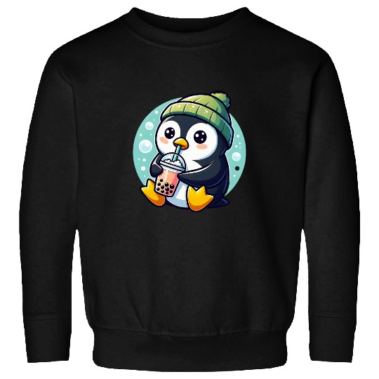Penguin Pet Sipping Bubble Tea Sweatshirts