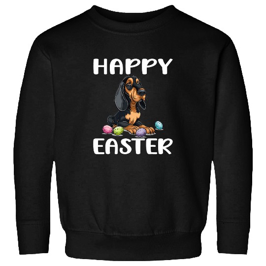Black And Tan Coonhound Dog Breed Happy Easter Men Women Sweatshirts