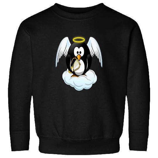 Penguin Pet Christmas Angel Penguin With Gold Harp And Halo Sweatshirts