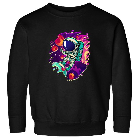 Outer Space Astronaut in Galaxy Cosmic Planets Spaceman Sweatshirts