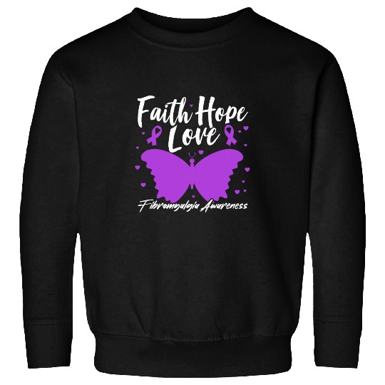 Fibromyalgia Awareness Purple Ribbon Butterfly Fibro Warrior Sweatshirts