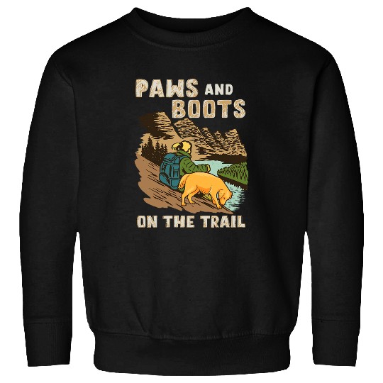 Paws And Boots On The Trail For Camping And Dog Lovers Sweatshirts