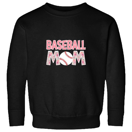 Baseball Mom Pink Peony Flowers Softball Mom Mothers Day Sweatshirts