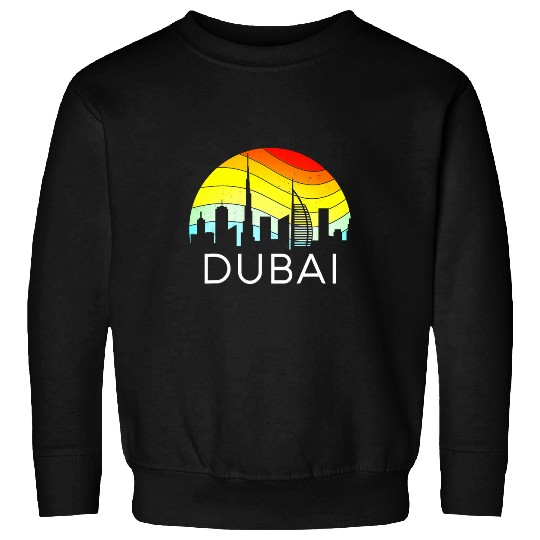 Dubai Retro Skyline City Arab Emirates UAE Architecture Art Sweatshirts
