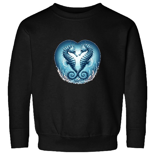 Aquatic Seahorse Couple Ocean Romance Art valentines day Sweatshirts