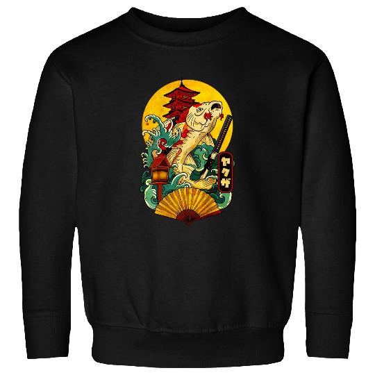 Yakuza Japanese Aesthetic Koi Carp Katana Tattoo on back Sweatshirts