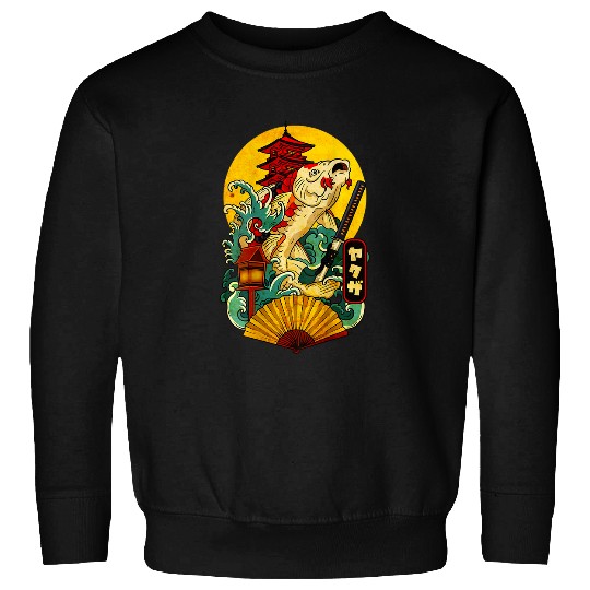 Yakuza Japanese Aesthetic Koi Carp Katana Tattoo on back Sweatshirts