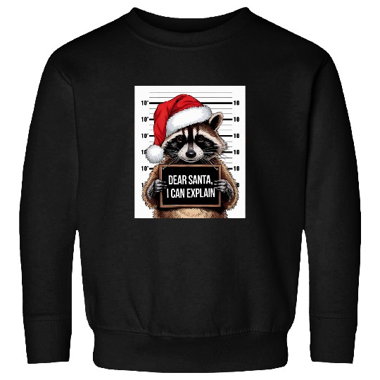 Raccoon Pet Naughty Raccoon Santa Mugshot Dear Santa I Can Explain Sweatshirts