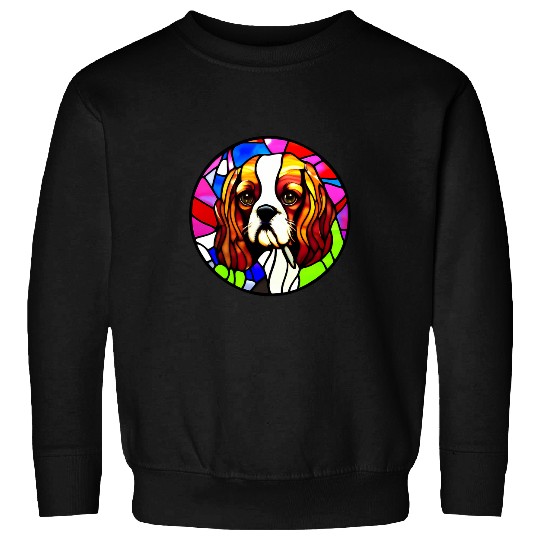 Cavalier King Charles Spaniel Stained Glass Pop Art 7 Sweatshirts