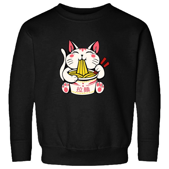 Cute Funny Cat Eating Ramen Noodles Sweatshirts