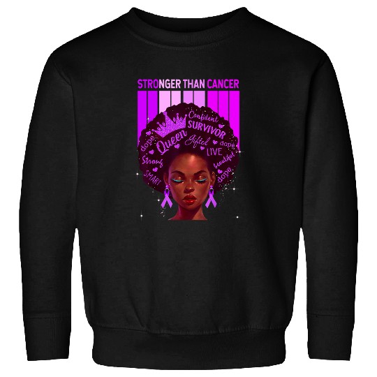 Black Women Queen Stronger Than Epilepsy Purple Ribbon Sweatshirts