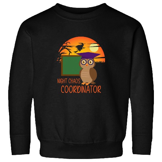 Owl Pet Chaos Coordinator Halloween Owl Teacher Sweatshirts