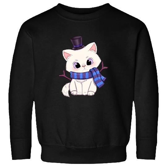 cute white neko christmas let it snow manga anime art Sweatshirts