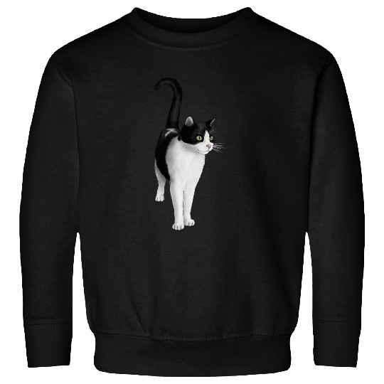 Black and White Tuxedo Cat Cute Illustration Sweatshirts