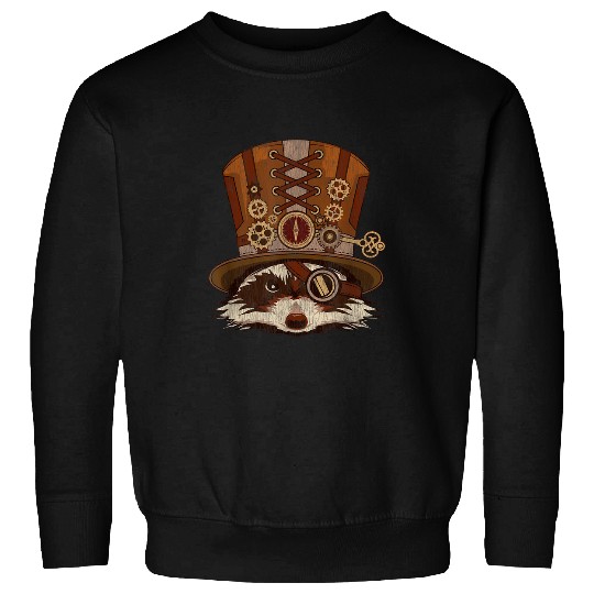 Raccoon Pet Steampunk Animals Raccoon Art Sweatshirts