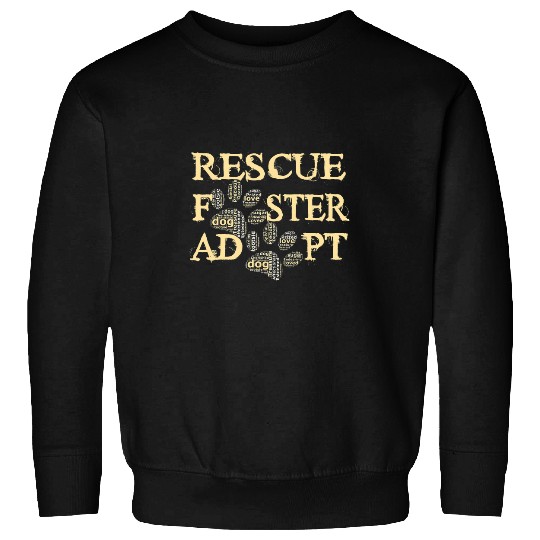 Dog Rescue Mom Paw Word Art Cloud Sweatshirts