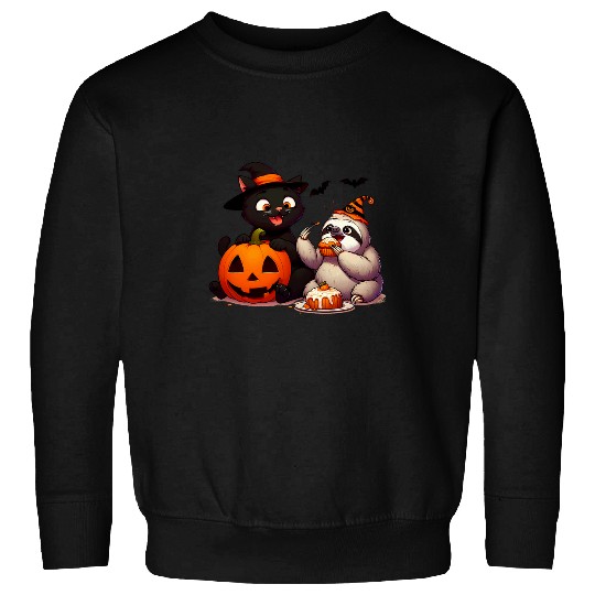 Sloth Pet Cat celebrate national Cake Day in Halloween Sweatshirts