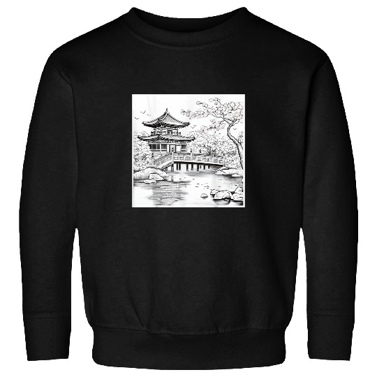 Whispers of Noir Harmony Sakura Garden at Midnight Sweatshirts