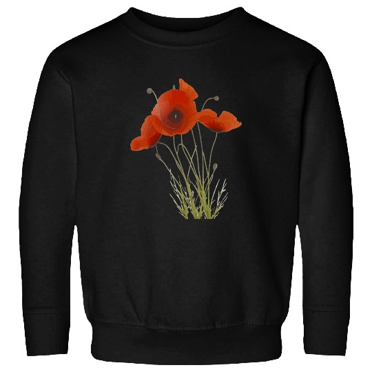 Delicate Red Poppies Wildflower Floral Bouquet Sweatshirts