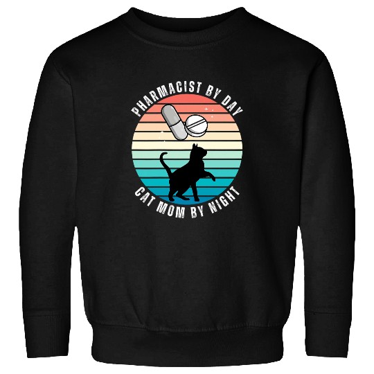 Womens Pharmacist by Day Cat Mom by Night Cool Pharmacist Cat Lover Sweatshirts