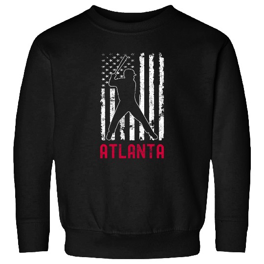 Atlanta American Flag Baseball Weathered Sweatshirts
