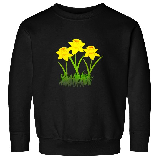 Yellow Daffodil Flowers Spring Easter Floral Plants Garden Sweatshirts