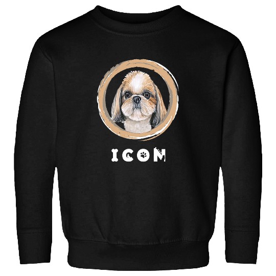 Shih Tzu Dog Cute Face With Funny Icon Caption Sweatshirts
