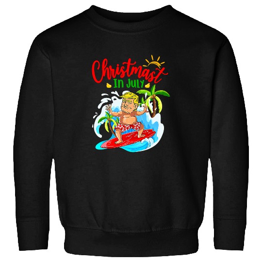 Surf Life Christmas In July Trump Santa Surfing Hawaiian Summer Beach Sweatshirts
