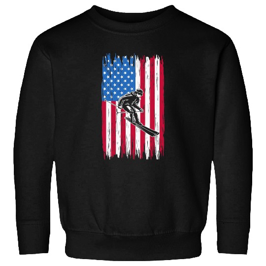 Skiing Ski Snowboard American Flag Patriotic Snowboard Snowboarding Sweatshirts