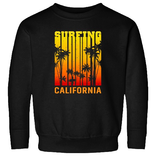Surf Life Sunshine Summer Palm Trees Beach Vibes surfing Sweatshirts