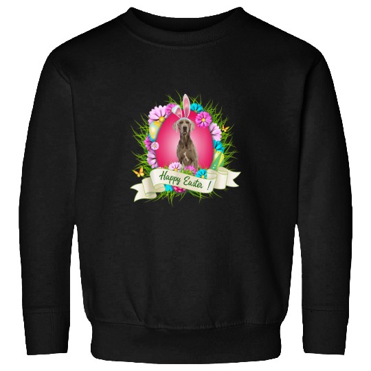Happy Easter Weimaraner Wearing Bunny Ear Eggs Cool Sweatshirts