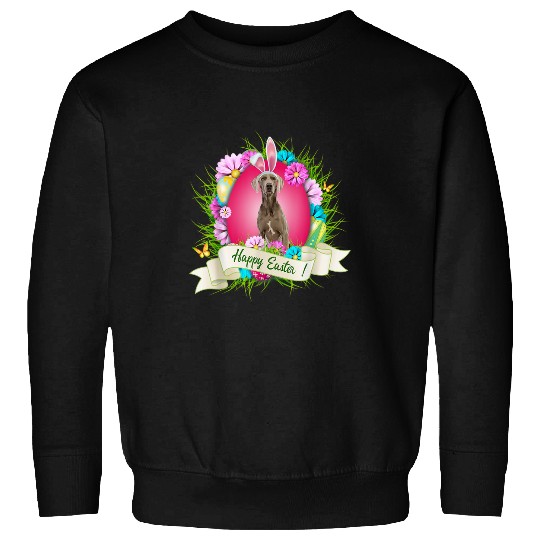 Happy Easter Weimaraner Wearing Bunny Ear Eggs Cool Sweatshirts