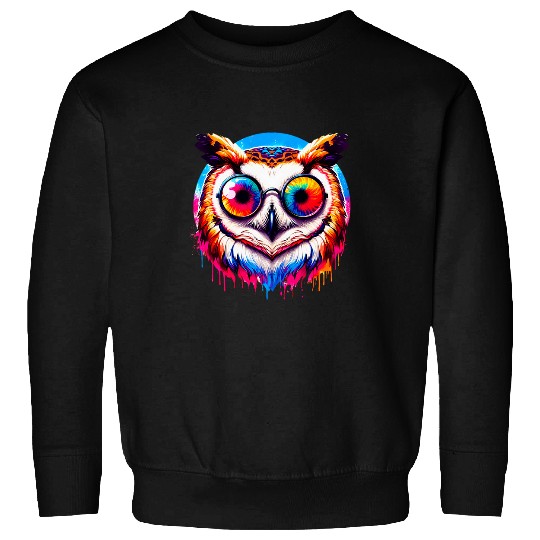 Owl Pet Cool Tie Dye Barn Owl Sunglasses Bird Illustration Art Sweatshirts