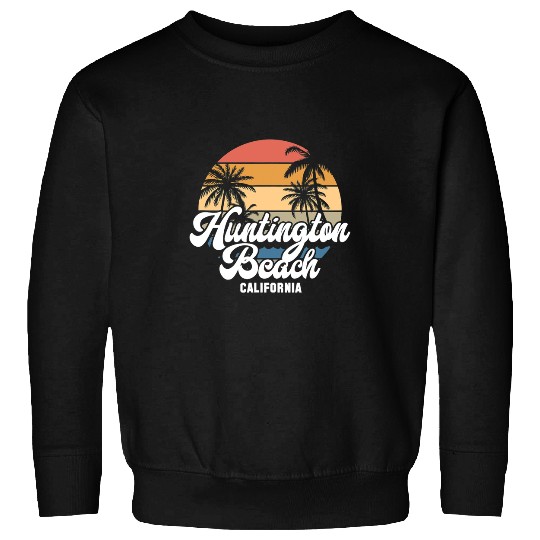 Surf Life Huntington Beach californiasPalm Tree Summer Surfing Retro Sweatshirts