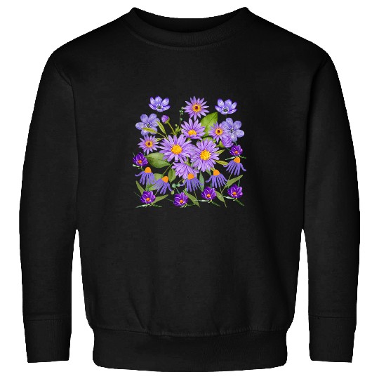 Purple Garden Flower Botanical Cottagecore Sweatshirts