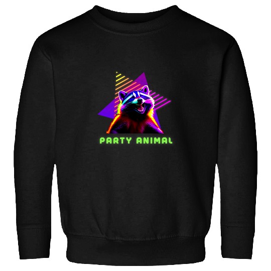 Raccoon Pet Party Animal Raccoon Retro 80s Style Sweatshirts