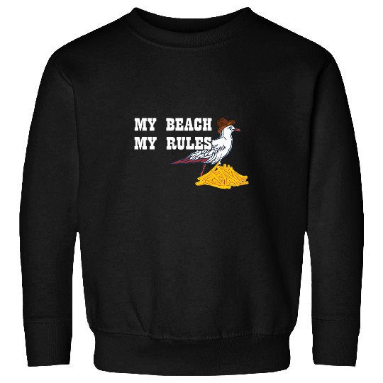Seagull French Fries Cowboy My Beach My Rules Seabird Gull Sweatshirts