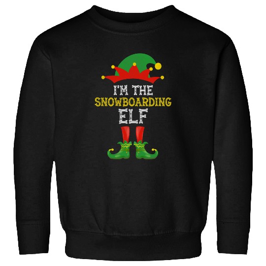 Skiing Ski Christmas Family Matching Costume Im The Snowboarding Elf Sweatshirts